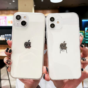Creative Index Finger with Sunglasses Line Person Suitable for Apple 13 iPhone 12 pro Max Transparent Couple Womens 16 Max/15 Anti-Fall Case 6s/8 plus Protective Cover 7/se3 New Model 114