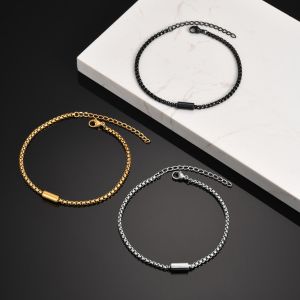 Kemstone thép không gỉ Dây chuyền hình vuông Vòng đeo tay cho nam giới-Thiết kế tối giản hợp thời trang phụ kiện giản dị