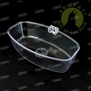 SEMPATI Cepuk Mandi Burung Oval: Wadah Plastik Mika Bening Tebal untuk Murai & Lovebird