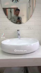 CHẬU RỬA MẶT LAVABO ELIP men trắng 065C