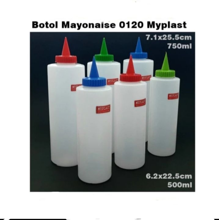 Botol Mayones MY PLAST Botol Plastik Serbaguna Botol Kecap Tutup Lancip 300 & 500 Ml
