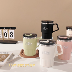 【Free Drinking Straw】500ML Coffee Mug Travel Insulated Coffee Cup Leakproof Lid Vacuum Insulation Stainless Steel For Hot And Cold Water Babalux