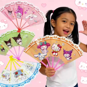 Sanrio Foldable Fan Cute Cinnamoroll My Melody Kuromi Design Portable Summer Fan for Kids & Adults