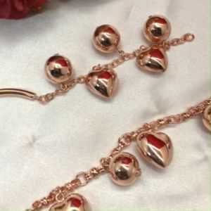 สร้อยข้อมือลายห่วงห้อยกระพรวน คละเเบบ ความยาว 6.27 นิ้ว ชุบนาก สีโรสโกลด์ งานเเฟชั่น ใส่ได้ทุกโอกาส งานสวย พร้อมส่ง