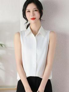 Summer Womens Loose Fit Sleeveless Shirt Stand Collar Base Layer Tank Top Slimming Solid Color Inner Wear Casual Fashion