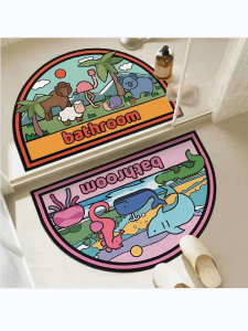 Bathroom Mat Toilet Strong Absorbency Bathroom Entrance Door Mat Semi-Circular Soft Diatom Mud Pad Anti-Slip Quick Dry Carpet