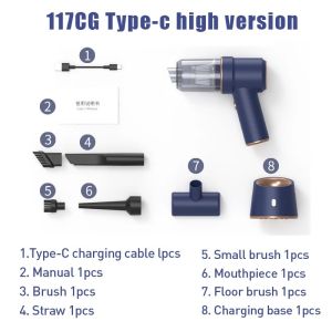 2 In 1 Wireless Handheld Car Vacuum Cleaner High Power Portable Vacuum With Multi Brush Heads Type-C Base For Car Household Use