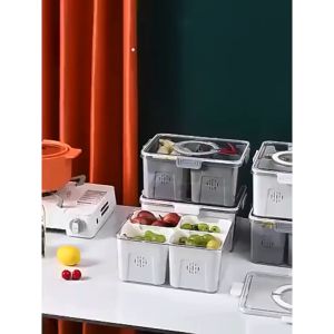 Moda Home Food Storage Container Transparent Compartment Fresh-keeping Box Refrigerator Handheld Food Storage Box