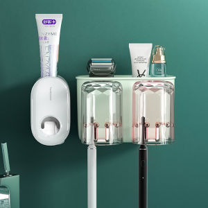 Self-squeezing Toothpaste Holder No Drilling Wall-mounted Bathroom Organizer