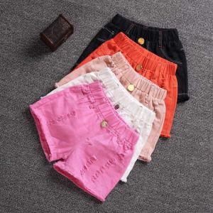 Fashionable Girls Denim Shorts Summer Outfit Three-quarter Length Childrens Clothing Cotton Blend Comfortable mid Waist