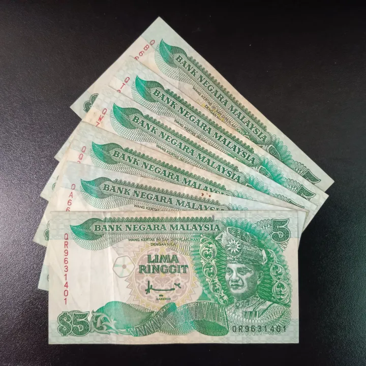 Old Rm5 Ringgit Malaysia Duit Lama Siri 6 Dan 7 Jaafar Hussein Ahmad Don