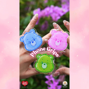 CACRE BEARS Phone Grip Holder | Cheer Bear Pink | Good Luck Bear Green | Grumpy Bear Blue | Phone Stand Grip