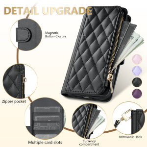 Wallet Small Fragrance Zipper Multi Card Slot Kickstand Magnetic Flip Leather Case For Xiaomi 17T Pro 15T 14T 13T 11T Cover
