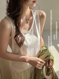 MiiOW | เสื้อกั๊กสายเดี่ยวหลวมๆ สำหรับผู้หญิงในช่วงฤดูร้อน เสื้อแขนกุดคอตัดมนแบบคลาสสิก ระบายอากาศได้ดี ปกไหล่กว้าง ปิดด้วยซิป