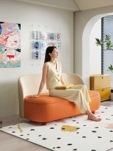 New Modern Minimalist Color Block Small Sofa for Bedroom Ultra Narrow Compact Double Size Leisure Resting Furniture Design