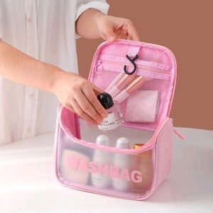 Happpy Mall COD Frosted PVC Zipper Waterproof Cosmetic Bag Travel Cosmetic Storage Bag Womens Washing Bag