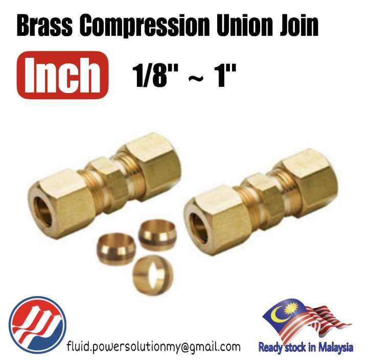 1/8 OD Compression Copper Tube Union Straight Joiner Brass Fitting
