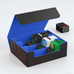 Trading Card Storage Box Holds 1800+ Sleeved Cards Magnetic Closure PU Leather Card Case for MTG PTCG YGO Sports Cards