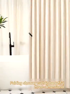 Shower Curtain Makapal Waterproof Bathroom Foldable Shower Curtain With Magnetic Buckle 120/180*180cm