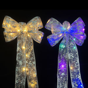 【2nd 50% off】Transparent Luminous Bow Christmas Tree Ornaments With Filament Belt