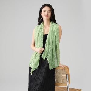 ผ้าพันคอไหมพับสบายๆ สำหรับฤดูร้อน ผ้าคลุมไหล่กันแดด กันฝน น้ำหนักเบา ดีไซน์เรียบง่าย ระบายอากาศได้ดี อบอุ่น สวมใส่สบาย