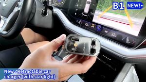 B1 สายชาร์จเร็วแบบยืดหดได้อะแดปเตอร์ไฟแช็กในรถยนต์ สายชาร์จข้อมูลรถยนต์แบบชาร์จเร็ว 120W สุดคุ้ม
