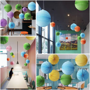 C.B.【มีสินค้าในสต๊อก】 โคมกระดาษ ขนาด 20cm ตกแต่งเทศกาล โคมจีนพับได้ chinese lantern