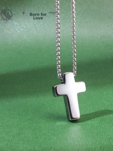 SHISHANGMEIDI | 3D Tungsten Gold Cross Necklace for Men Non-fading Stylish Pendant