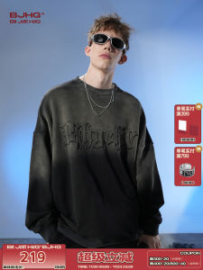 เสื้อฮู้ดคอกลมผ้าฝ้ายสไตล์ย้อนยุคสำหรับฤดูใบไม้ร่วงและฤดูหนาวของผู้ชายและผู้หญิง คู่รักแฟชั่นสไตล์อเมริกันแบบย้อนยุค