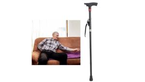 Smart Hand Crutches Cane Elderly People Four-legged Non-slip Aluminum Alloy With Light Folding Cane Flashlight SOS Alarm