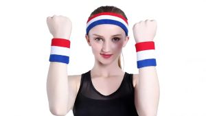 3pcs Colourful Sports Headband Wristband Hight Elasticity Sweat Absorbent Protection Wristband Comfortable ventilate and Sweat Absorbent for Sports Yoga Running Basketball Tennis Football