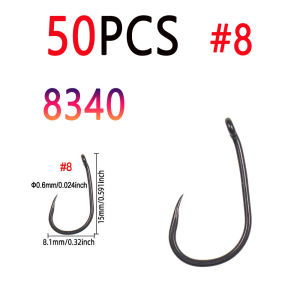 50pcs High Carbon Steel Barbless Carp Fishing Hook European Matte Black Carp Hook for Hair Chod Zig Carp Rig Fishing Tackle
