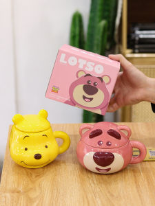 Cute Strawberry Bear Ceramic Cup Large Capacity Breakfast Mug Gift Box Cartoon Style Universal Appeal Handmade Crafted