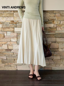 Commute A-Line Pleated Skirt Drape Design Midi Skirt