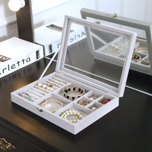 Ornament Earring Storage Box Flannel Refined and Simple Stud Earring Box Jewellery Box Small Ring Necklace Display Stand