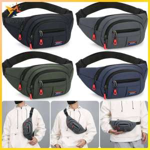 Men Women Sling Bag with 4-Zipper Pockets Belt Bag with Adjustable Strap Fashion Waist Pack for Travel Hiking Running