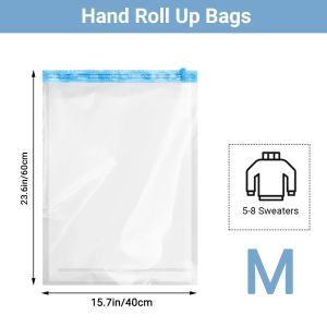 15 Pack Vacuum Storage Bags  Space Saver Vacuum Seal Bags for Clothing Compression for Travel Luggage Clothes with Hand Pump