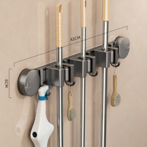 youqin | Wall-mounted Mop Rack Storage Hooks Easy Install