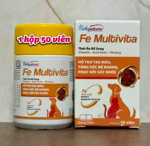 FE MULTIVITA - NGUYÊN HỘP 50 VIÊN - THỰC PHẨM HỖ TRỢ TẠO MÁU TĂNG SỨC ĐỀ KHÁNG PHỤC HỒI SỨC KHỎE CHO CHÓ MÈO