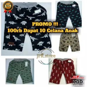 (100rb dapat 10 pcs) Paket Hemat Celana pendek motif anak Laki Laki | Celana anak Usia 1-12 Tahun Sablon Printing
