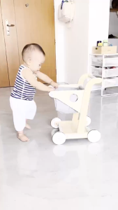 Toddler Wooden Play Shopping Cart Trolley / Kids Walker With Shopping Cart