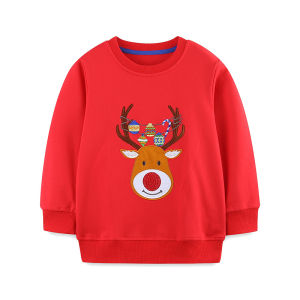 Christmas Style Fashion Men and Women Kids Sweatshirt Autumn New Arrival Long Sleeves Knitted Cotton round Neck Cartoon Kids Sweatshirts Tide