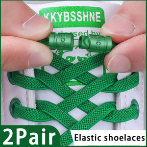 Elastic Laces Sneakers No Tie Shoe laces Colorful Capsule Lock Shoelaces Without ties Kids Adult 0.6cm Flat Shoelace 1Pair/2Pair