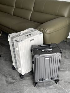 Business Aluminum Frame Luggage Travel Suitcase 20 Inches Male Computer Check-in Box Female Password Lock Leather Case