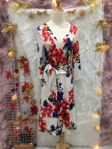 Đầm Hoa Cổ V Đắp 2 hand USA hiệu Janette- Size M(Đ103)