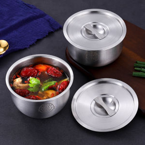 Stainless Steel 304 Steaming Bowl with Lid High Temperature Resistant Egg Pudding Soup Bowl Home Use Cooking Utensil
