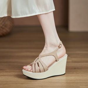 Casual Thick Bottom Platform Sandals Womens New Style Versatile Bohemian Holiday High Heels Ladies Fashionable Slip-On Shoes