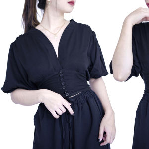 Crop Top Miu Atasan Wanita Mini Blouse Polos Rayon Premium Kasual Murah