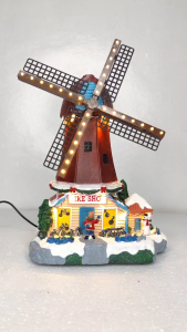 ONELINE #FC608 LED Christmas village snow windmill Music animated decoration