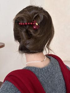Fashionable Butterfly Knot round Bead Twist Hair Clip Womens Simple Stylish Hair Clip Elegant Hair Card Hair Decoration